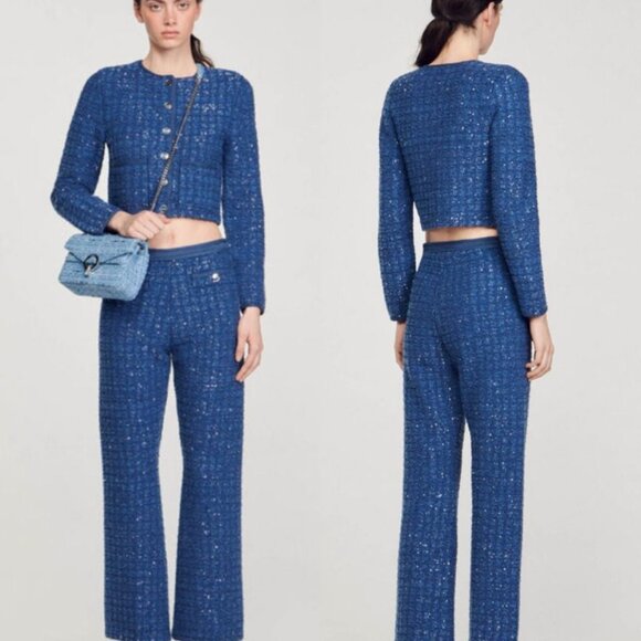 NWT Sandro Decorative knit coatigan and trousers - Picture 1 of 9